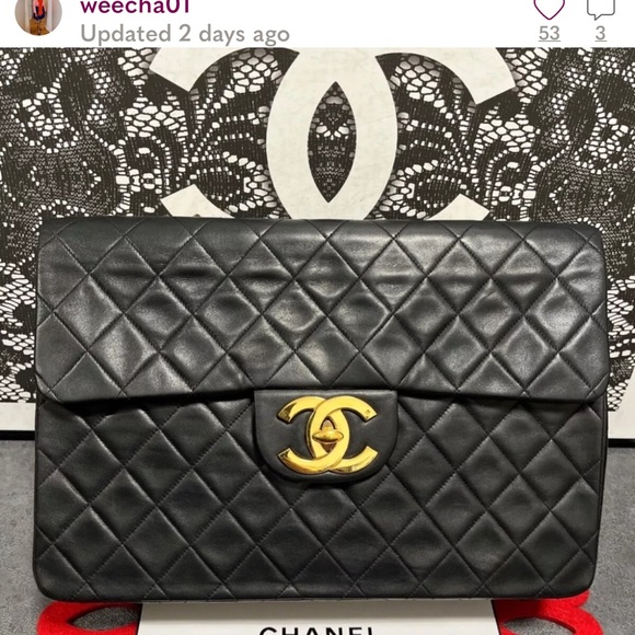 CHANEL Jumbo 30 Lambskin Single Flap Double Chain Black Gold Hardware - Picture 1 of 6